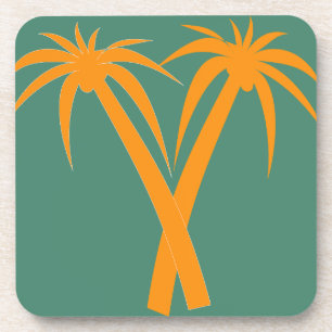 Porta-copo Palmeiras tropicais laranja Verão
