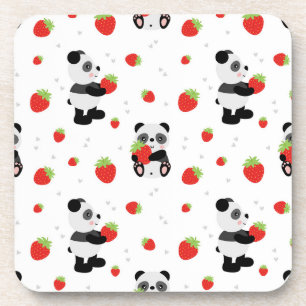 Porta-copo Panda fofo com morango
