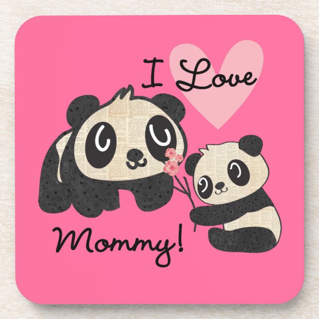 Porta-copo Pandas eu amo mamães (Frente)