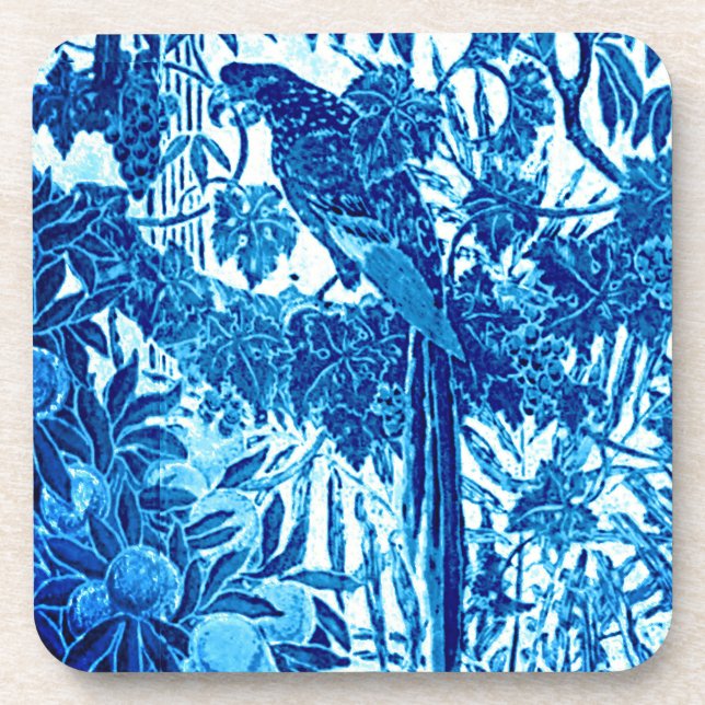 Porta-copo Papagaio em um Prédio da Selva, Azul Indigo e Bran (Frente)