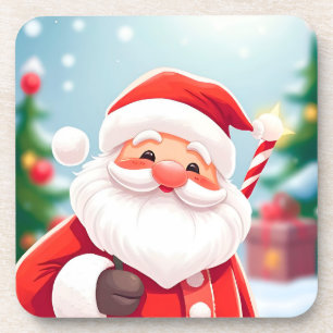 Porta-copo Papai Noel Alegre Segurando uma Cana-de-Açúcar
