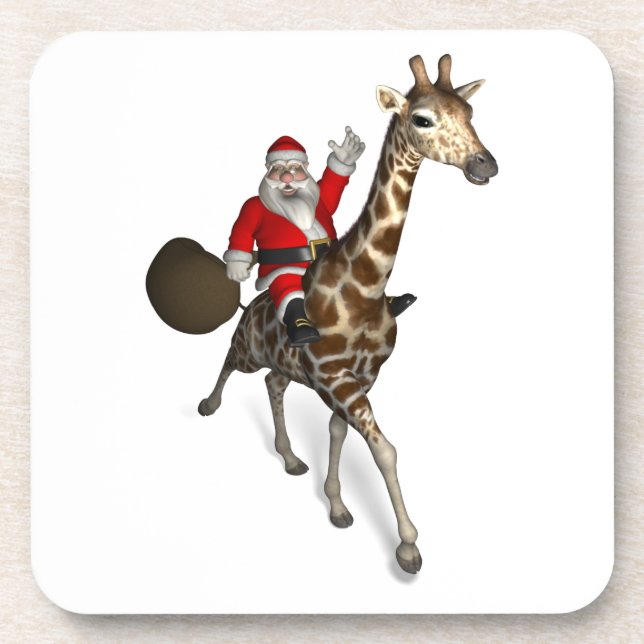 Porta-copo Papai Noel Andando Uma Girafa (Frente)