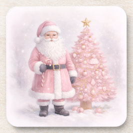 Porta-copo Papai Noel de Natal Rosa Pastel