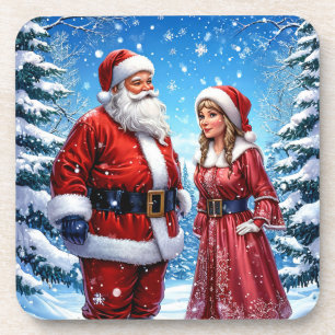 Porta-copo Papai Noel e Sra. Claus festivos