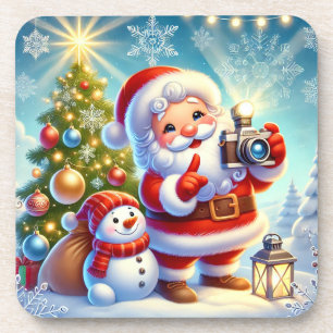 Porta-copo Papai Noel em uma Cena Natalina Festiva
