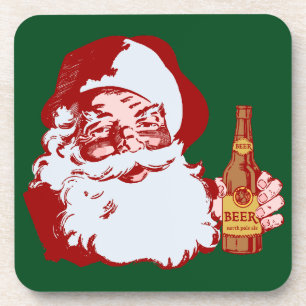 Porta-copo Papai Noel retro com um Natal da cerveja