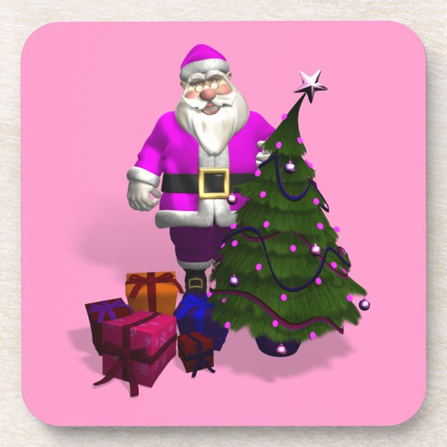 Porta-copo Papai Noel Rosa (Frente)
