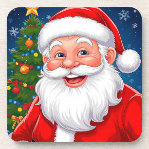 Porta-copo Papai Noel sorridente de Natal com Chapéu Vermelho
