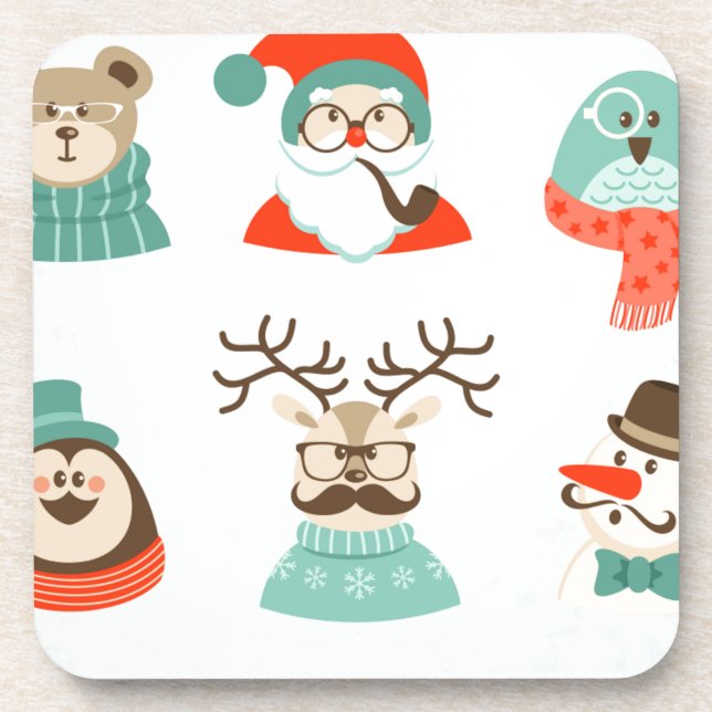 Porta-copo papais noeis de natal hipster (Frente)