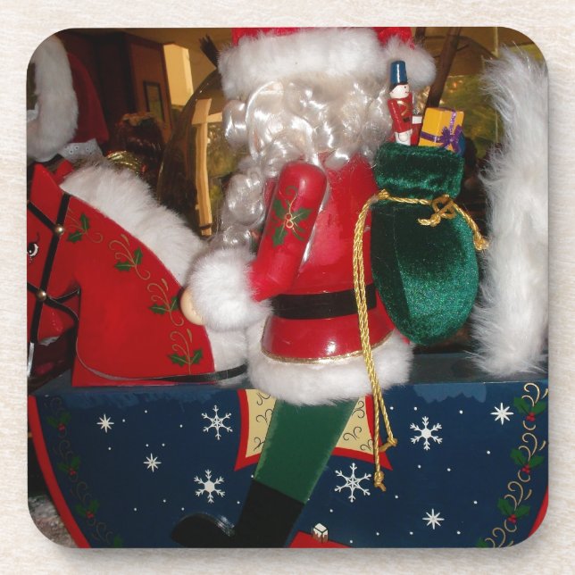 Porta-copo Papais noeis de Natal num Cavalo com Impressão de  (Frente)