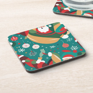 Porta-copo Papais noeis no padrão de Natal