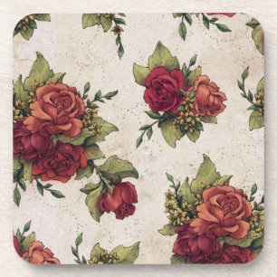 Porta-copo Papel de parede antigo da rosa vermelha