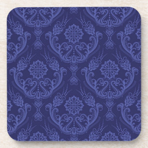 Porta-copo Papel de parede floral azul luxuoso do damasco