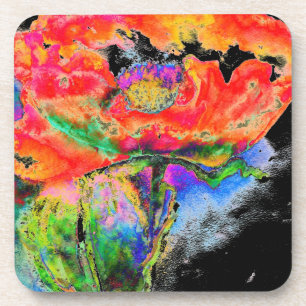 Porta-copo Papoila Solar Vermelha - fundo preto