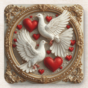 Porta-copo Par Elegante de Pombas Simbolizando Amor e Unidade