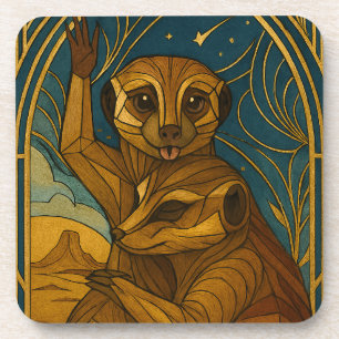 Porta-copo Par Meerkat Estilizado Sob Céu Estrelado