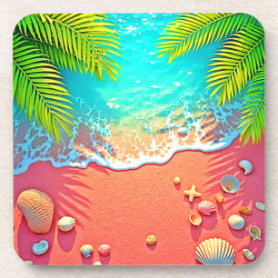 Porta-copo Paraíso da Praia de Areia Rosa Design
