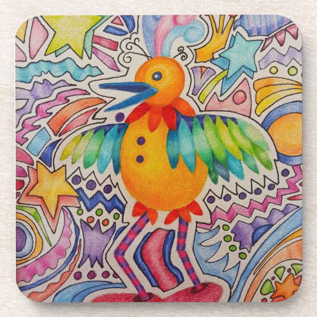 Porta-copo Pássaro Amarelo Grande (Frente)