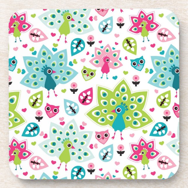 Porta-copo pássaro e coruja do pavão (Frente)