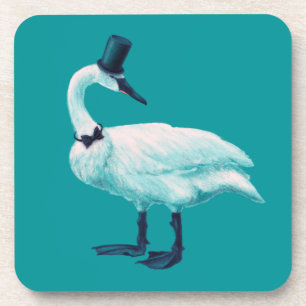 Porta-copo Pássaro Swan Engraçado Com Tigela E Chapéu De C