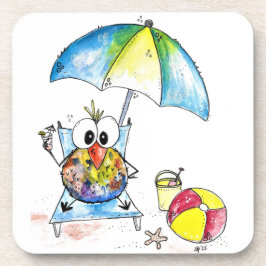 Porta-copo Pássaro Whimsical na Praia