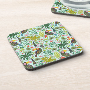 Porta-copo Pássaros E Flores Exóticos Coloridos