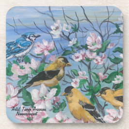 Porta-copo Pássaros Pintados À Mão Arte Original