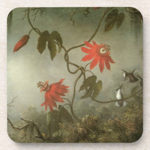Porta-copo Passion Flowers e Hummingbird por Martin J Heade
