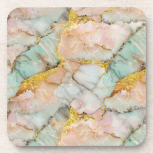Porta-copo Pastel Rosa, Teal, Mármore Branco