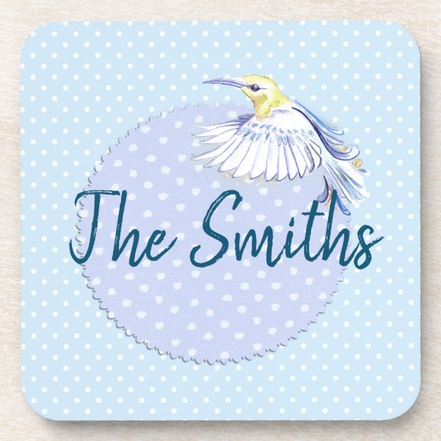 Porta-copo Patch do Hummingbird sobre as Bolinhas (Frente)