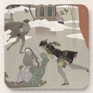 Porta-copo Patinagem no gelo no lago congelado, ilustração