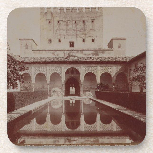 Porta-copo Pátio de los Arrayanes, Alhambra, c.1875-80 (sepia (Frente)
