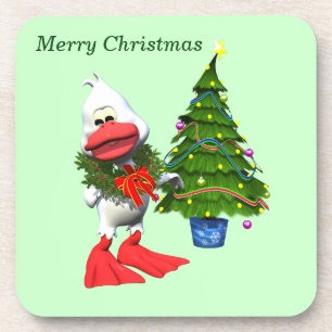 Porta-copo Pato branco e bonito de Natal Vestindo uma coroa