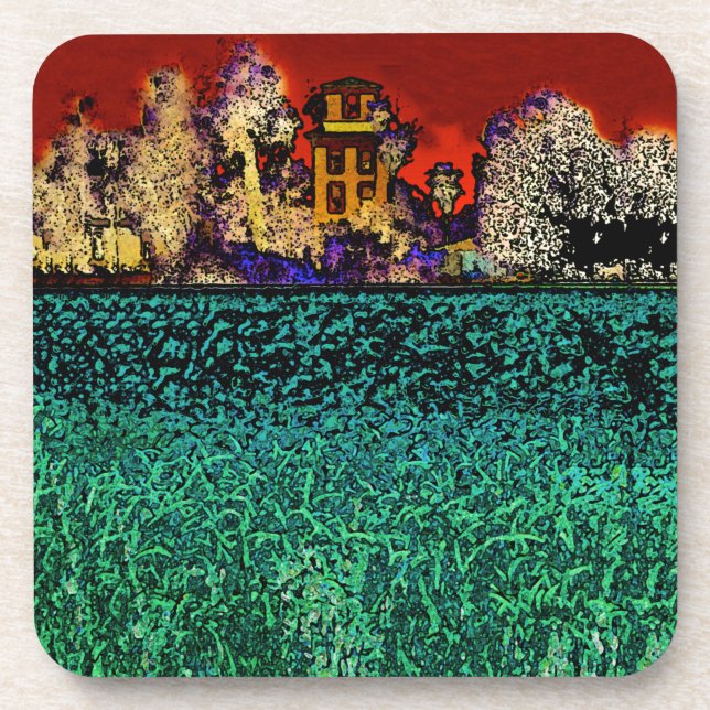 Porta-copo Patrick Ranch, Chico, CA (em vermelho e verde) (Frente)