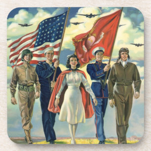 Porta-copo Patriótico Vintage, Pessoal Militar Orgulhoso Heró