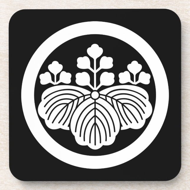 Porta-copo Paulownia com 5&3 flores em círculo (Frente)