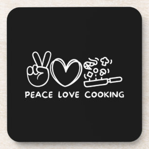 Porta-copo Paz, Amor Culinária Cozinheiro Retro Amante Da Cul