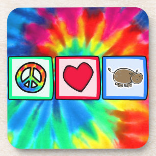 Porta-copo Paz, amor, hipopótamos