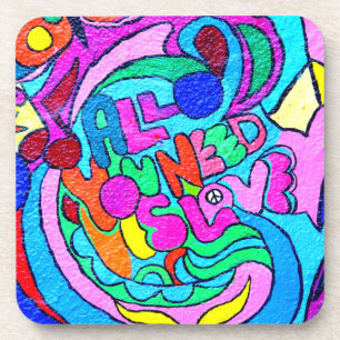 Porta-copo paz e amor coloridos