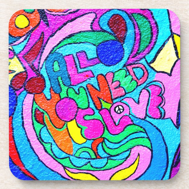 Porta-copo paz e amor coloridos (Frente)