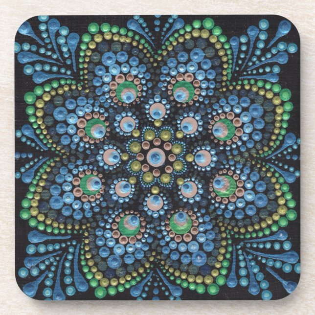 Porta-copo Peacock Dot Mandala (Frente)