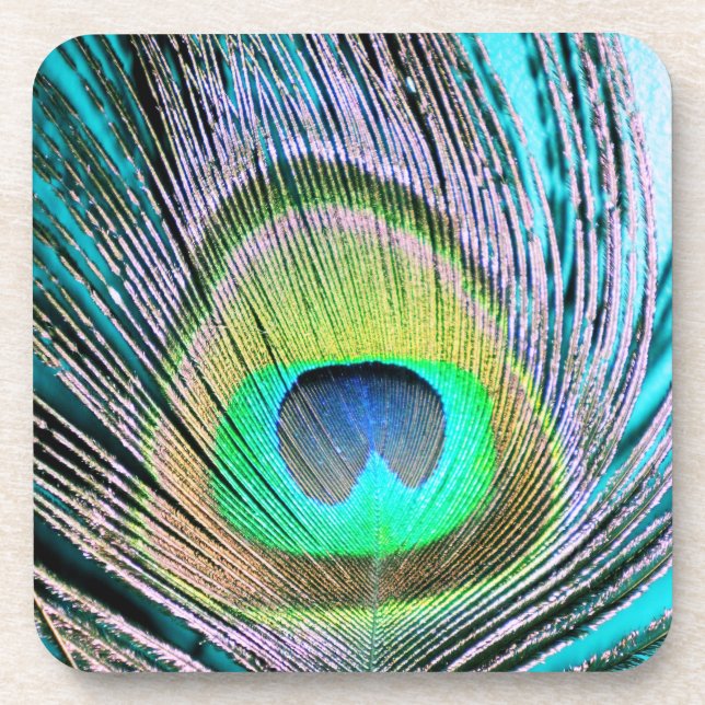Porta-copo Peacock Feather em Turquoise (Frente)