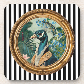 Porta-copo Peacock Portrait Art Print in Ornate Gold Frame St