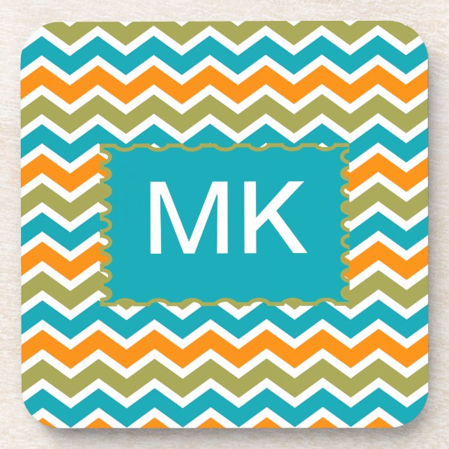 Porta-copo Peacock Vibrant Tribal Zigzag (Frente)