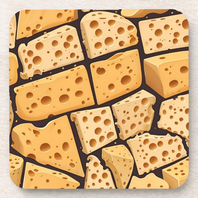 Porta-copo Pedaços de Queijo Com Buracos Naturais Padrão Fofo (Frente)