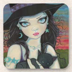 Porta-copo Peekaboo Witch e Cat Halloween Fantasy Art