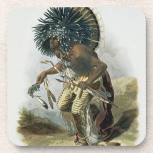 Porta-copo Pehriska-Ruhpa, guerreiro de Minatarre no traje o