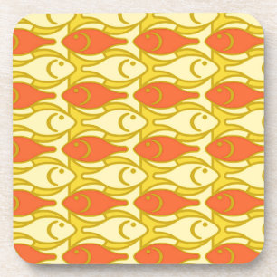 Porta-copo Peixe moderno do século médio, amarelo e laranja