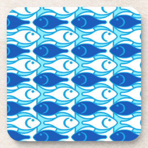 Porta-copo Peixe moderno do século Médio, azul cobalto