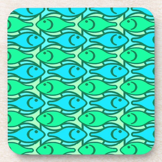 Porta-copo Peixe moderno do século médio, verde-jade (Frente)